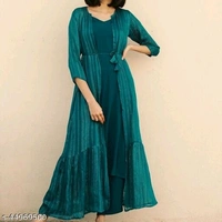 Kurta Set With Shrug - green, xl, xxl