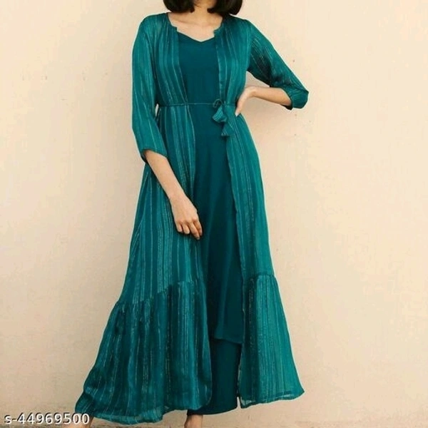 Kurta Set With Shrug - green, xl, xxl