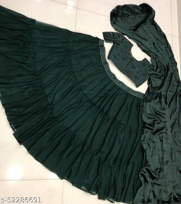 Women Lehnga - semi stitched,free size,, green