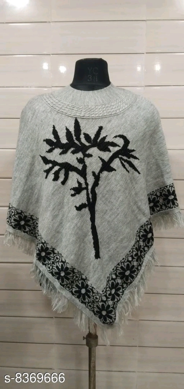 Women Poncho - baby pink,black,grey, free size