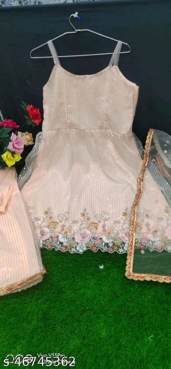 Diwali Special Sharara Set - green, light blue, peach, free size