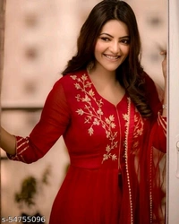 Fancy Kurta Set - red, small