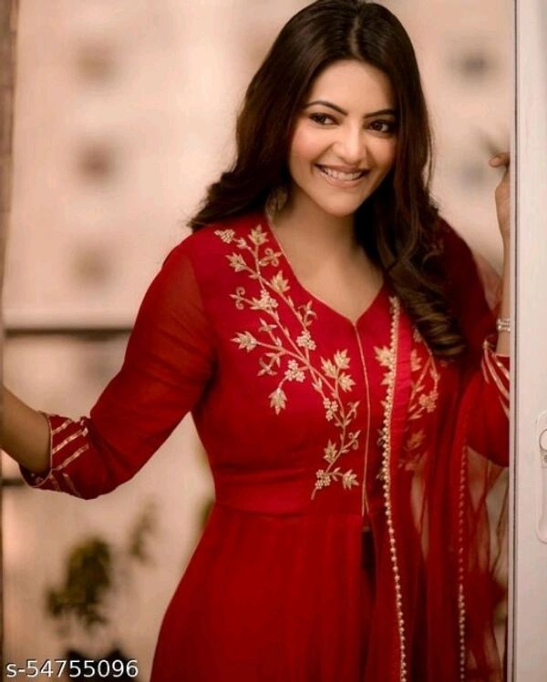 Fancy Kurta Set - red, small