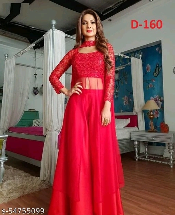 Georgette Kurta Set - red, s,m