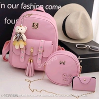Bag Pack Combo - free size, pink,white,black,grey