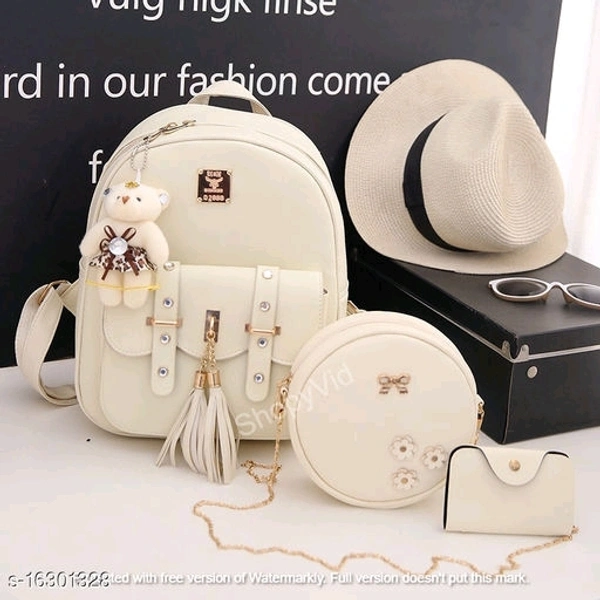 Bag Pack Combo - free size, pink,white,black,grey