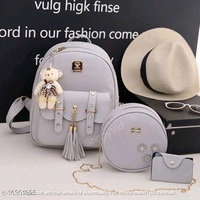 Bag Pack Combo - free size, pink,white,black,grey