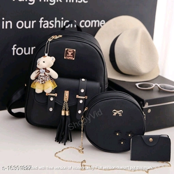 Bag Pack Combo - free size, pink,white,black,grey