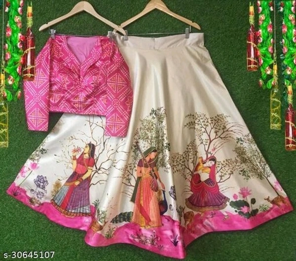 Lehnga With Shirt - green,pink, yellow, orange
