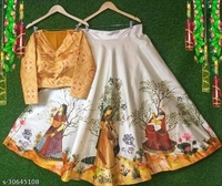 Lehnga With Shirt - green,pink, yellow, orange