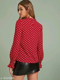 Puff Sleeves Top - red