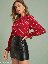 Puff Sleeves Top - red