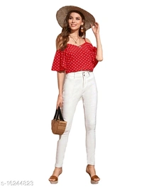 Off Shoulder Fancy Tops - black , red