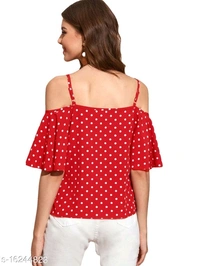 Off Shoulder Fancy Tops - black , red