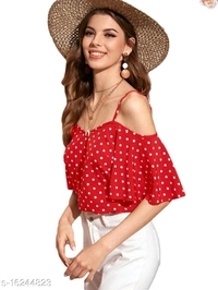 Off Shoulder Fancy Tops - black , red