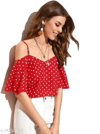 Off Shoulder Fancy Tops - black , red