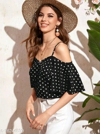 Off Shoulder Fancy Tops - black , red