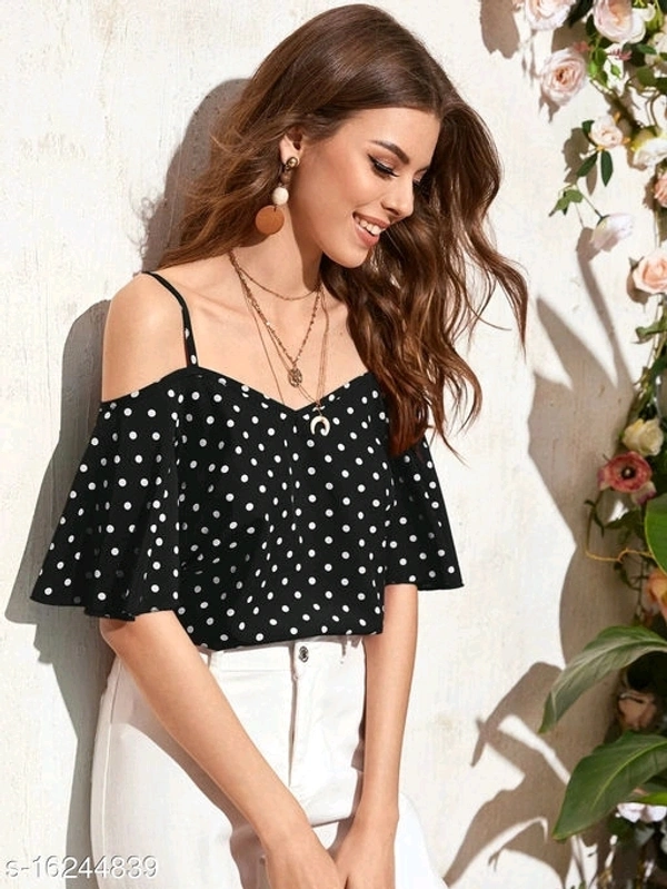 Off Shoulder Fancy Tops - black , red