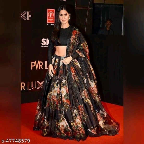 Black Flare Lehnga - black