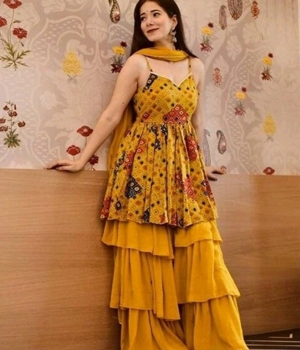 Diwali Special Sharara Set - Mustard