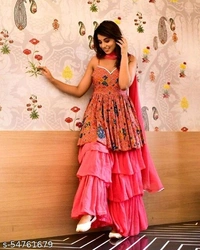 Pink Clr Sharara Set - pink