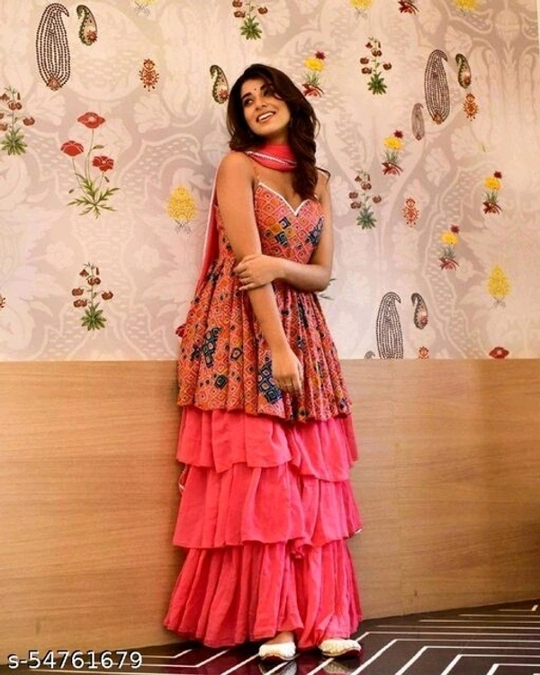 Pink Clr Sharara Set - pink