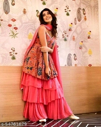 Pink Clr Sharara Set - pink