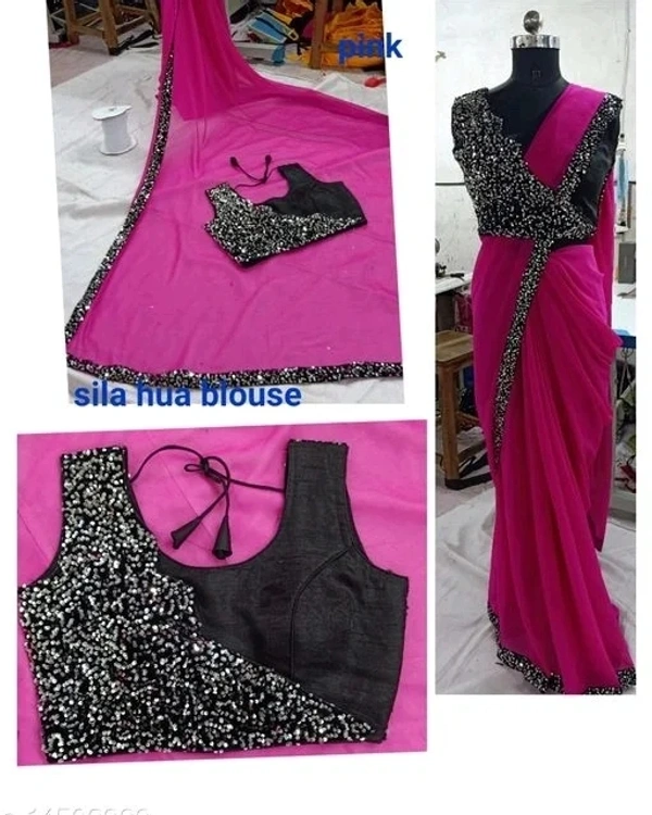 Ready To Wear Saree - red,black,pink