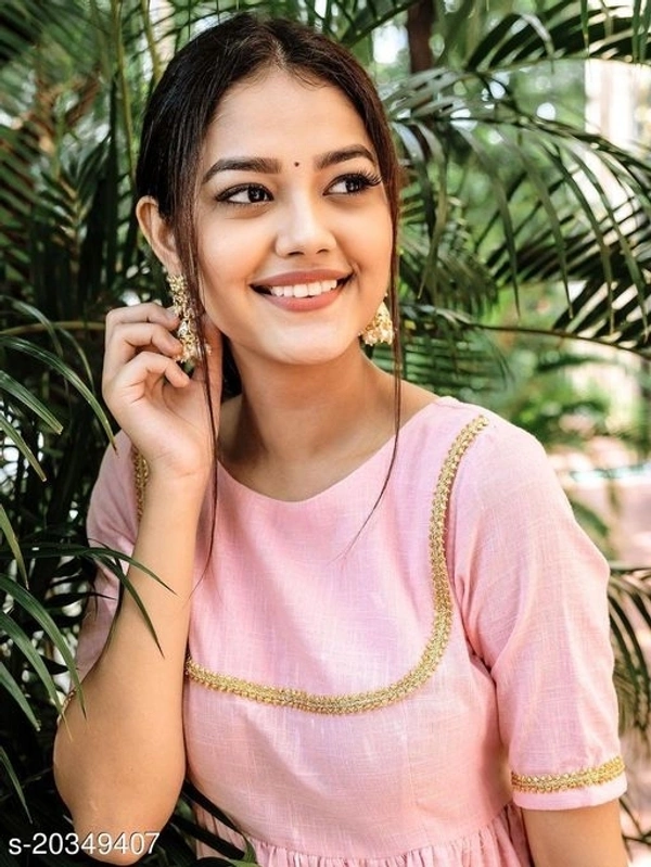 Anarkali Kurti With Pant - baby pink