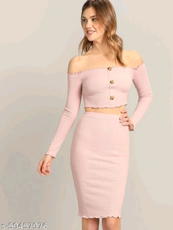 Top With Skirt Set - peach,green,khaki 