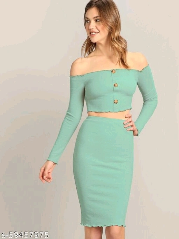 Top With Skirt Set - peach,green,khaki 