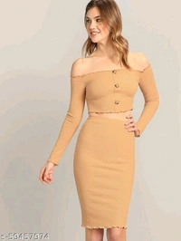 Top With Skirt Set - peach,green,khaki 