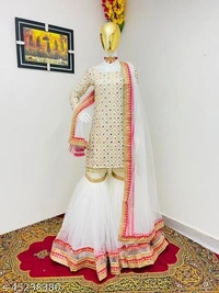 Heavy Sharara Set  - white