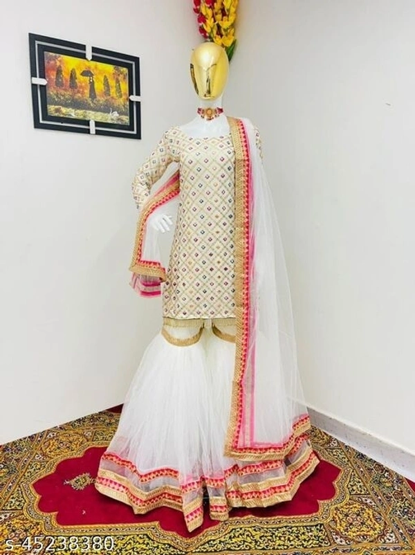 Heavy Sharara Set  - white