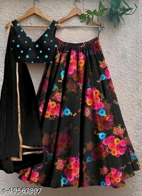 New Semi Stitched Lehngas - black, blue