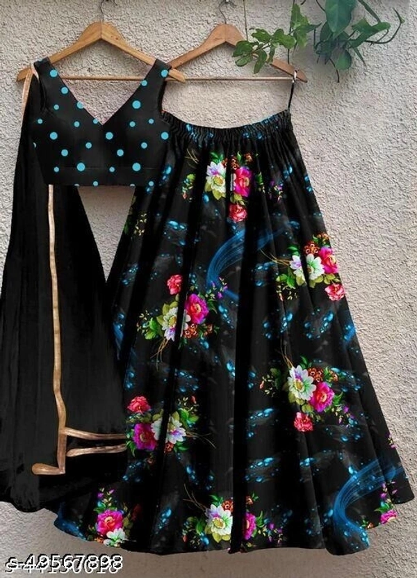 New Semi Stitched Lehngas - black, blue