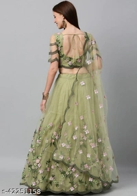 Semi Stitched Lehnga  - green , gray