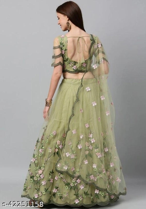 Semi Stitched Lehnga  - green , gray