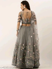 Semi Stitched Lehnga  - green , gray