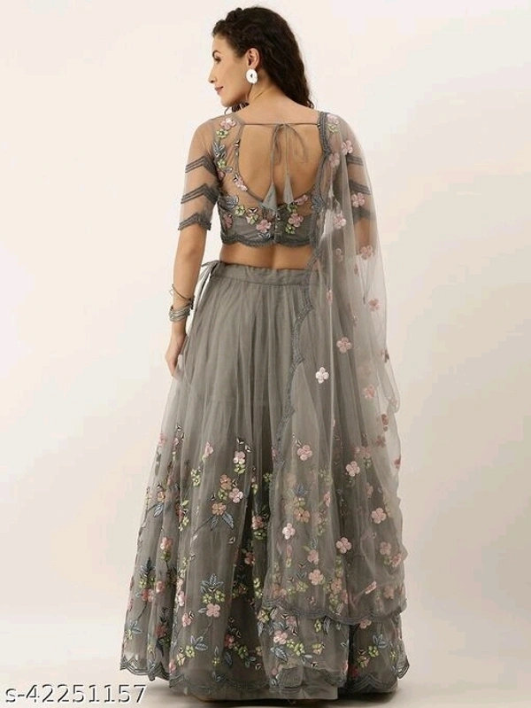 Semi Stitched Lehnga  - green , gray