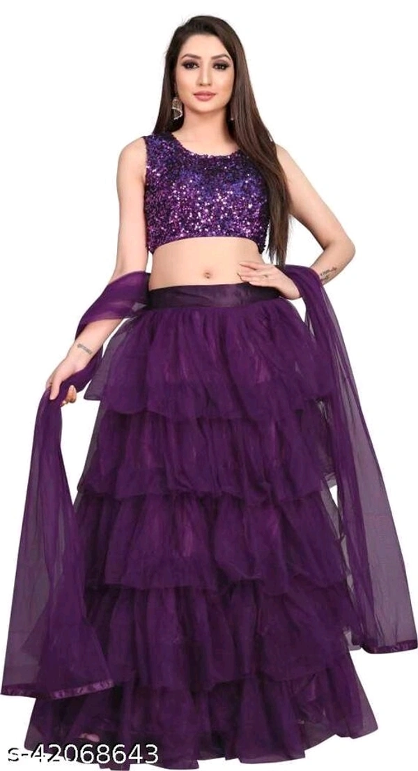Women Shinny Lehngas - purple ,blue