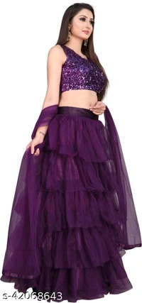 Women Shinny Lehngas - purple ,blue