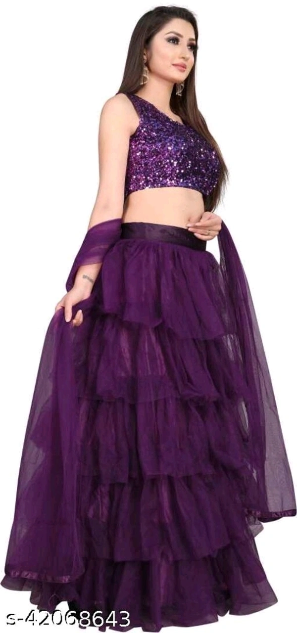 Women Shinny Lehngas - purple ,blue