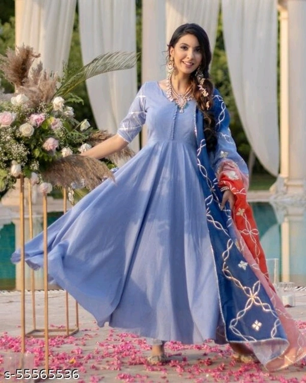 Anarkali Kurti With Dupatta - light purple