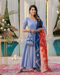 Anarkali Kurti With Dupatta - light purple