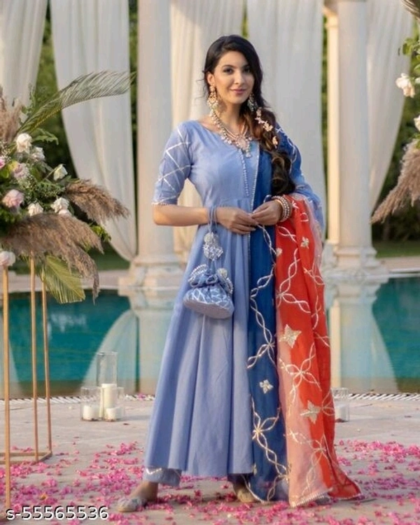 Anarkali Kurti With Dupatta - light purple