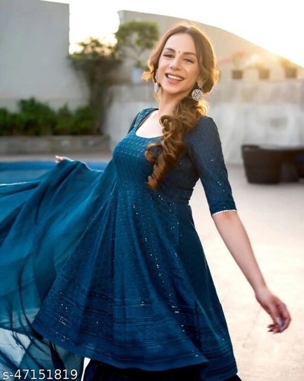 Heavy Kurta Sharara Set - blue
