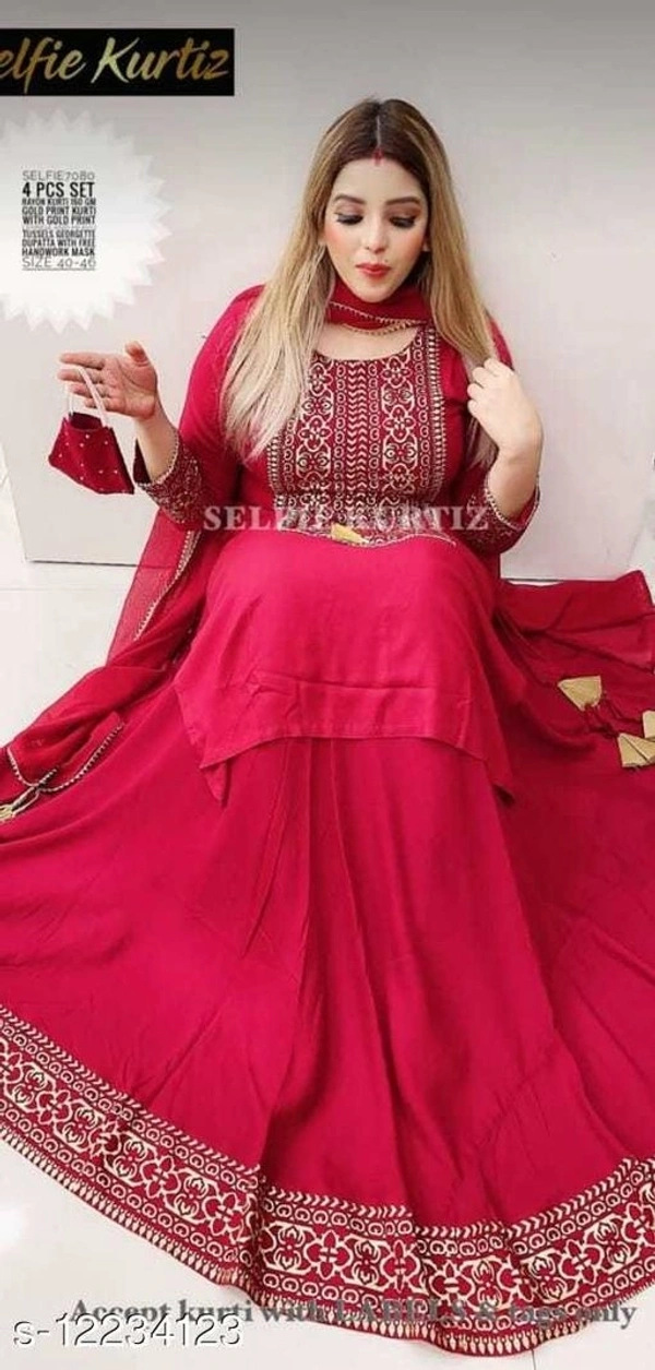 Pink Skirt With Kurta - pink