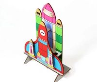 Funvention | Space Rocket - 3D Coloring Model - DIY Desk Organizer Pen Stand - STEM Leanring 3D Puzzle Toy -Art, Coloring and Painting Kit for Kids -Birthday Return Gift,3D Mechanical Do IT Yourself Toy - Multi, Yes, No, Engineered MDF Wood, 21 x 13 x 12 CM, Funvention, 200 grams, Shipping Charges will be added during checkout. Order will be shipped within 2-4 working days. Delivery time may vary due to COVID-19 , rainy season and delivery location.  TrackingID will be provided  to check the  real time stat