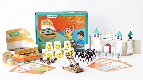 Funvention | Catapult Mania - Build & Play 6 Unique Games - DIY Science Educational Toy for Kids-STEM Kit for Kids, Educational Games, DIY Kit for Kids - Multi, Yes, No, Engineered MDF Wood, 34.04 x 25.65 x 8.64 cm, Funvention, 500 grams, Price mentioned inclusive of Tax, Shipping, Packing Cost. Shipping ONLY within INDIA is available. Order will be shipped within 1-2 working days upon payment done. Delivery time may vary due to COVID-19 , rainy season and delivery location.  TrackingID will be provided  to